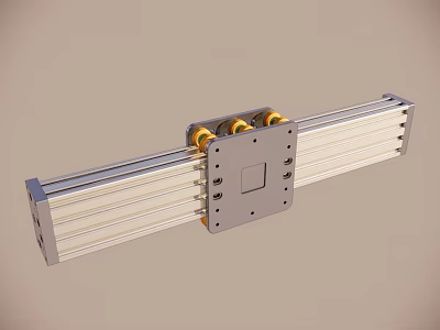 Mechanical Linear Guide Rail System With Slider Block Ball Bearings And Metal Structure 3d model