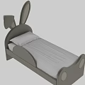 Cute Light Grey Kids Bed With Rabbit Ear Design Upholstered Frame And White Mattress