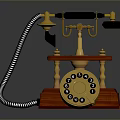 Vintage Computer Modem With Rotary Dial Wooden Base And Classic Gold Accents