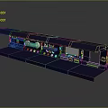 Dark Futuristic Modular Platform 3D Model With Green Lighting And Reflective Surface