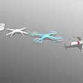 Smart Drone Models With Varied Colors And Four Rotor Designs 3d model