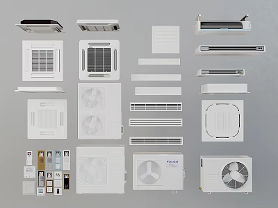 Various Types Of Air Conditioner Air Outlets With Modern Design And Different Shapes 3d model