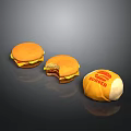 Delicious Juicy Burgers With Bitten One And Burger Logo Packaging