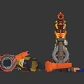 Creative Building Blocks Toys With Yellow And Orange Vehicle Models And Scattered Parts