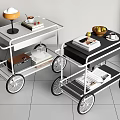 Modern Side Carts With Wheels Fruit Bowl Books And Table Lamp For Home Decor
