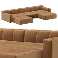 Brown Velvet Modular Sectional Sofa Featuring Spacious Seating and Modern Comfortable Design 3d model
