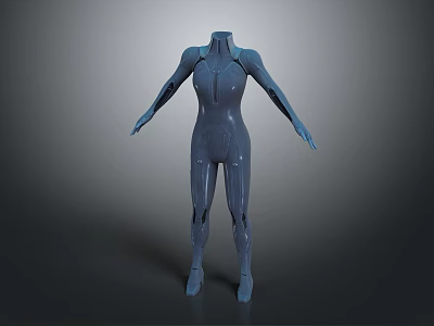 Game Movie Character 3D Model With Blue Sleek Futuristic Shiny Smooth Body Design 3d model