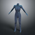 Game Movie Character 3D Model With Blue Sleek Futuristic Shiny Smooth Body Design