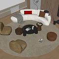 Modern sofa coffee table combination 3d model