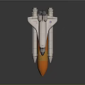 Space Shuttle With NASA Logo On Orange Rocket Booster Display Model 3d model