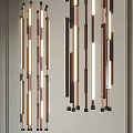 Modern Vertical Light Strips Chandelier With Metallic Finish For Contemporary Interior Decoration
