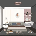 Modern Minimalist Kids Room Interior With Large Window Soft Rug Cozy Bed And Shelves