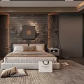 Modern Bedroom Interior Design With Large Bed Rug Wall Art And Accent Chair