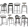 Modern Bar Stools With Metal Frames Padded Seats And Diverse Designs 3d model