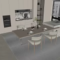 Modern Nakajima Table and Chair Combination Sideboard Venetian Blinds 3d model