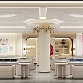 Luxury Jewelry Store Interior Design With Display Cases 3d model