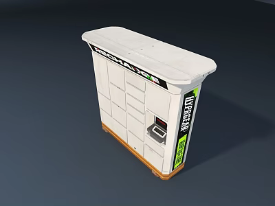 Modern Public Self Service Locker With Multiple Storage Compartments And Payment Terminal 3d model
