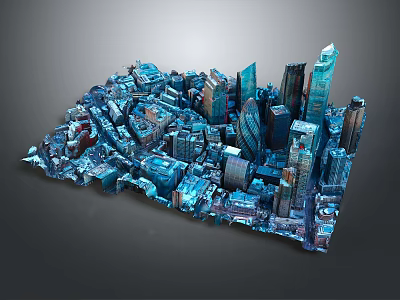 Cartoon City Scene With 3D Modeled Skyscrapers And Vibrant Urban Buildings 3d model
