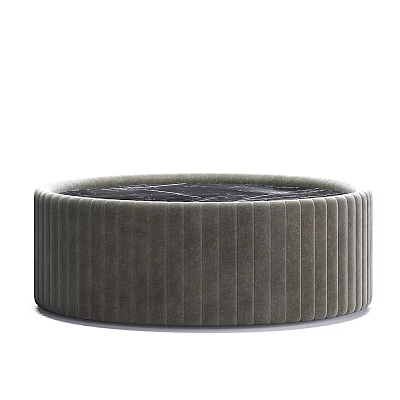 Modern Round Gray Ribbed Design Dressing Table With Black Marble Top 3d model