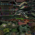 Modern Architectural Atrium Featuring Multi level Circular Structure Green Tile And Whale Art Installation