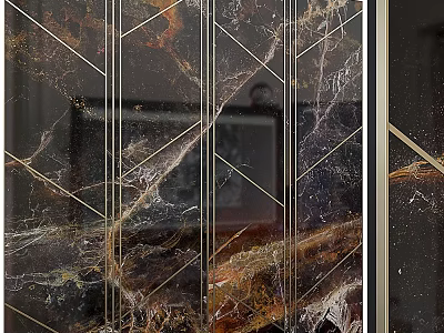 Elegant Modern Wall Decor with Marble Texture and Geometric Line Design 3d model