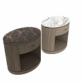 Round Wooden Chest of Drawers With Marble Top Brass Trim and Open Shelf