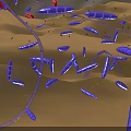 Rod Shaped Blue Bacteria Microscopic View With Long Filaments And Cells