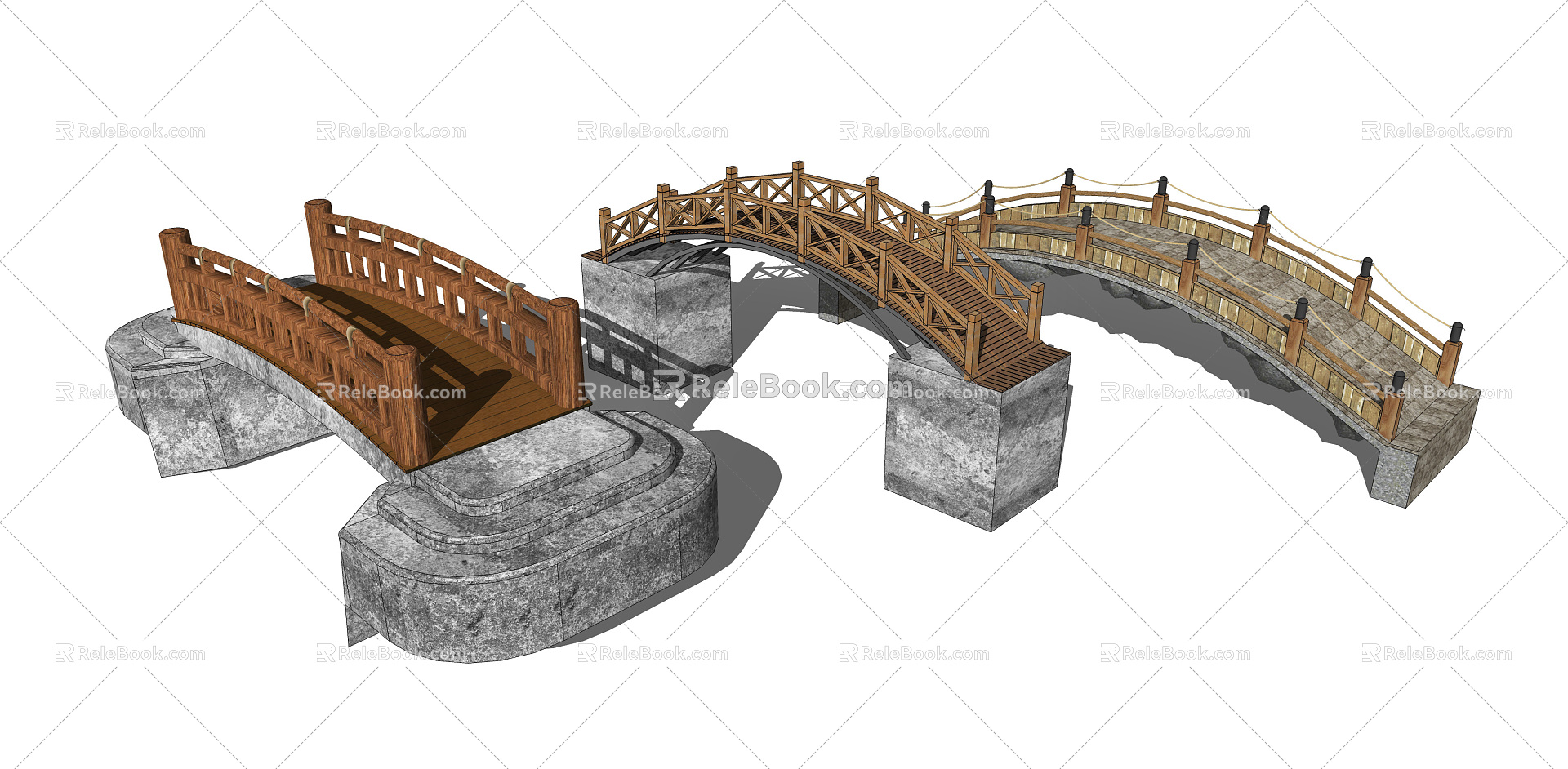 New Chinese-style Bridge Wooden Arch Bridge Landscape Bridge Wooden Bridge 3d model