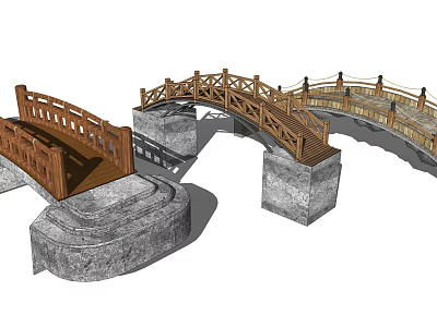 New Chinese-style Bridge Wooden Arch Bridge Landscape Bridge Wooden Bridge 3d model