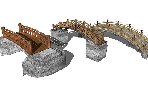 New Chinese-style Bridge Wooden Arch Bridge Landscape Bridge Wooden Bridge 3d model