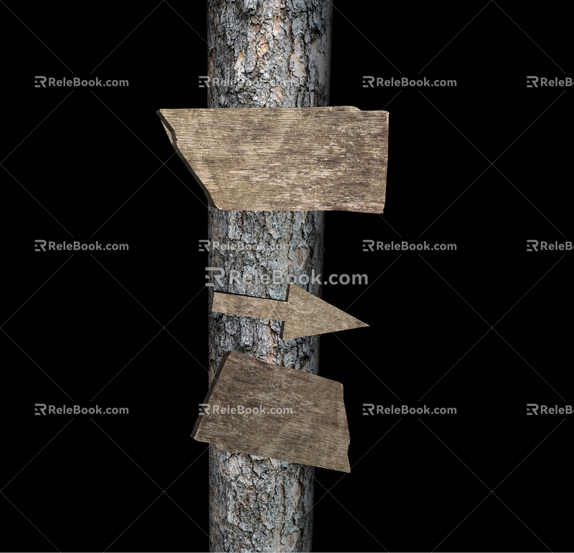 Wooden Arrow Sign 3d model