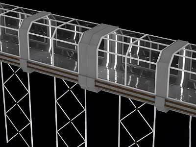 Modern Elevated Track Structure With Glass Curtain Walls And Metal Supports 3d model