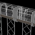 Modern Elevated Track Structure With Glass Curtain Walls And Metal Supports