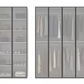 Modern Glass Door Wardrobe With Hanging Clothes Bags Hats And Shoes Storage