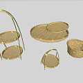 Bamboo Household Items Including Baskets Trays And Multi Tiered Shelves 3d model