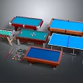 Assorted Sports Equipment with Billiard Ping Pong Foosball Tables and Game Accessories