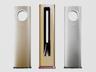 Modern Tower Air Conditioner Fan Designs In Gold Silver And Bronze Colors 3d model