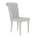 Beige Tufted Chairs With Backrest Metal Ring And Black Legs