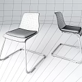 Modern Office Chair With White Frame Gray Padded Seat And Silver Metal Base