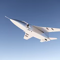 White Modern Fighter Jet Flying in Clear Blue Sky With Streamlined Design 3d model