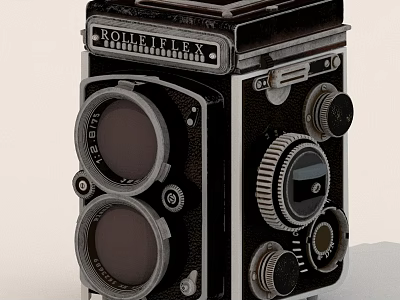 Vintage Rolleiflex Twin Lens Camera Featuring Classic Dials And Retro Controls 3d model