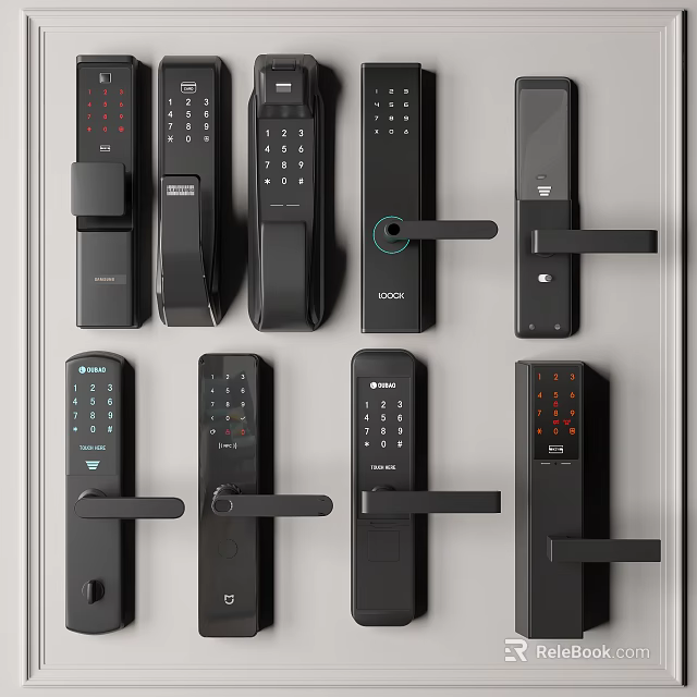 Various Commercial Smart Door Locks With Digital Keypad Fingerprint And Handle Features 3d model 