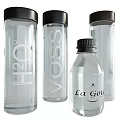 Stylish Decorative Ornament Set with Various Water Bottles Different Designs Transparent Bodies and Brand Labels