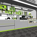 Modern Matcha Milk Tea Shop Interior With Counter Display And Green Decor