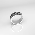 Elegant Silver Ring With Intricate Engraved Floral Patterns And Sleek Band Design 3d model