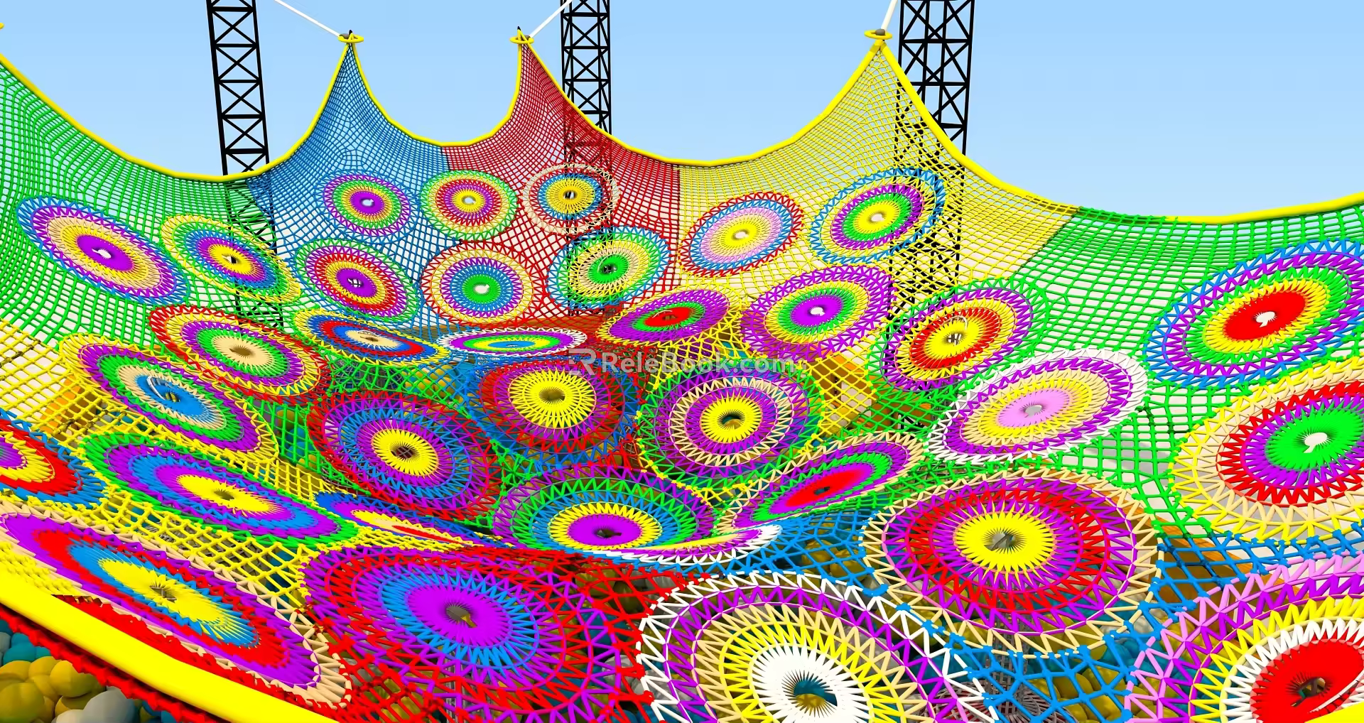 Modern rainbow net playground rainbow ball pool net 3d model
