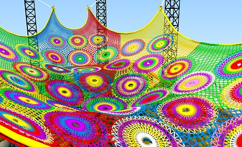 Modern rainbow net playground rainbow ball pool net 3d model