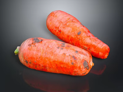 Fresh Orange Carrots with Natural Soil Marks on Dark Background 3d model