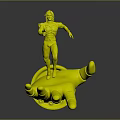 Animated Character In Red And Blue Costume Standing On Giant Blue Hand