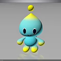 Cute Turquoise Character With Yellow Gradient Top Small Ball On Head And Black Eyes